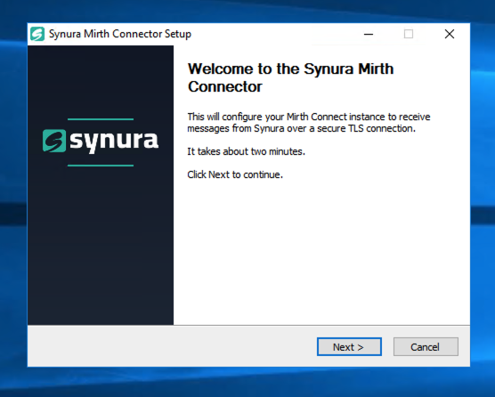 Synura Mirth Connector installer welcome screen