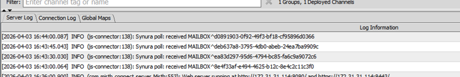 Server log showing poll entries