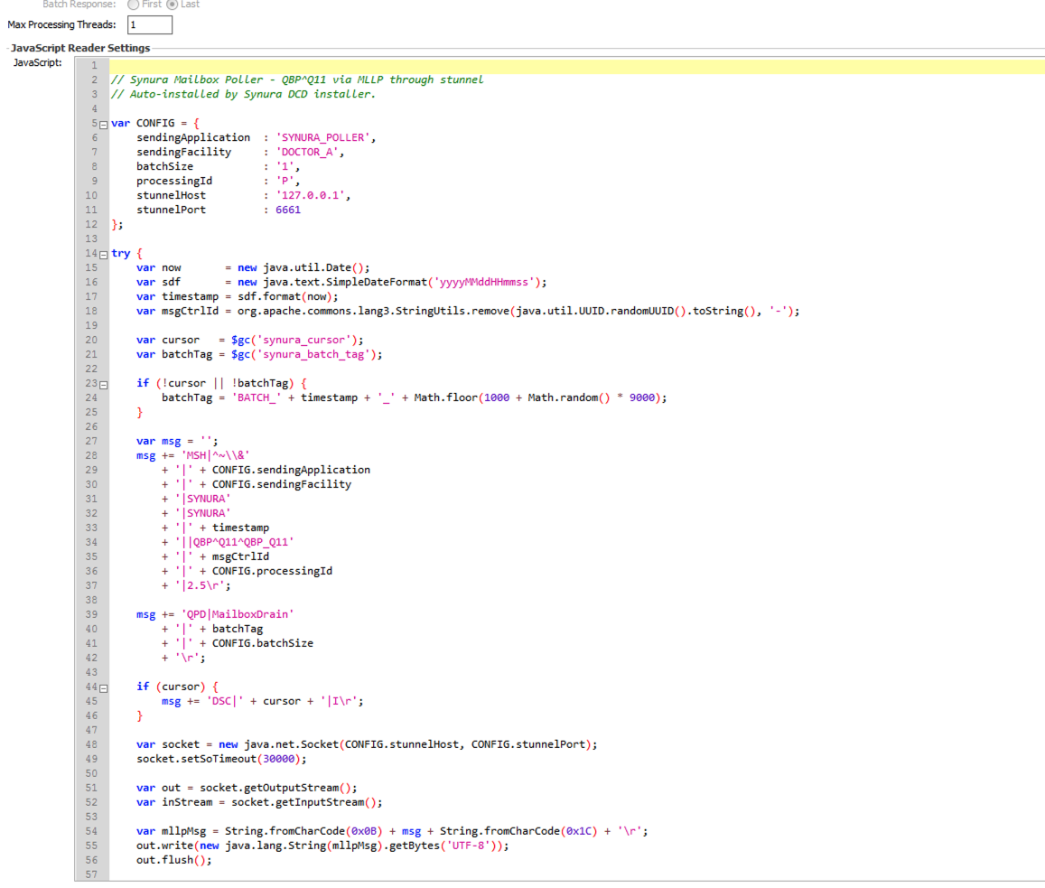 Source tab with polling script